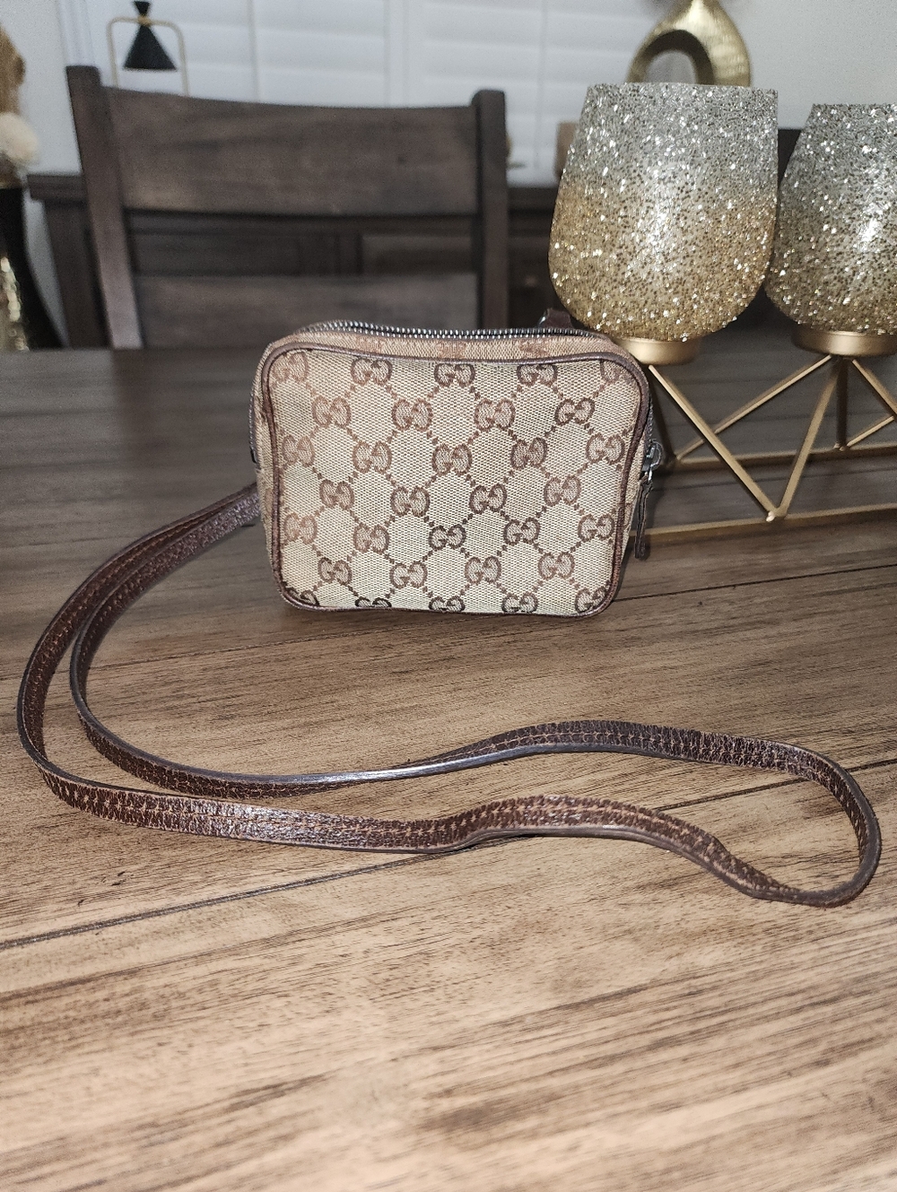 Gucci Beige/Brown GG Monogram Small Crossbody Bag